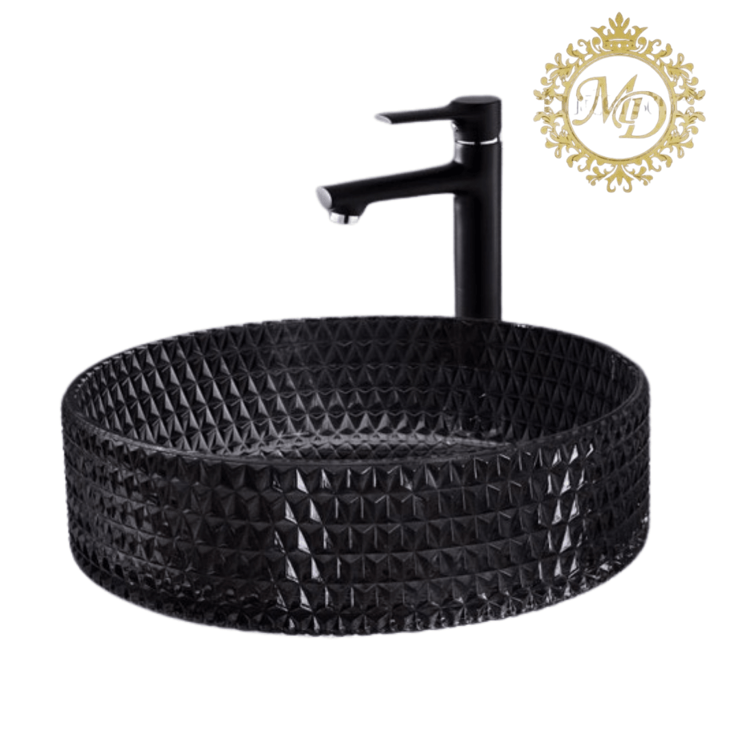 Modern imported Glass Table Top Crystal Wash Basin - Majestic Decor