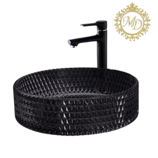Modern imported Glass Table Top Crystal Wash Basin - Majestic Decor
