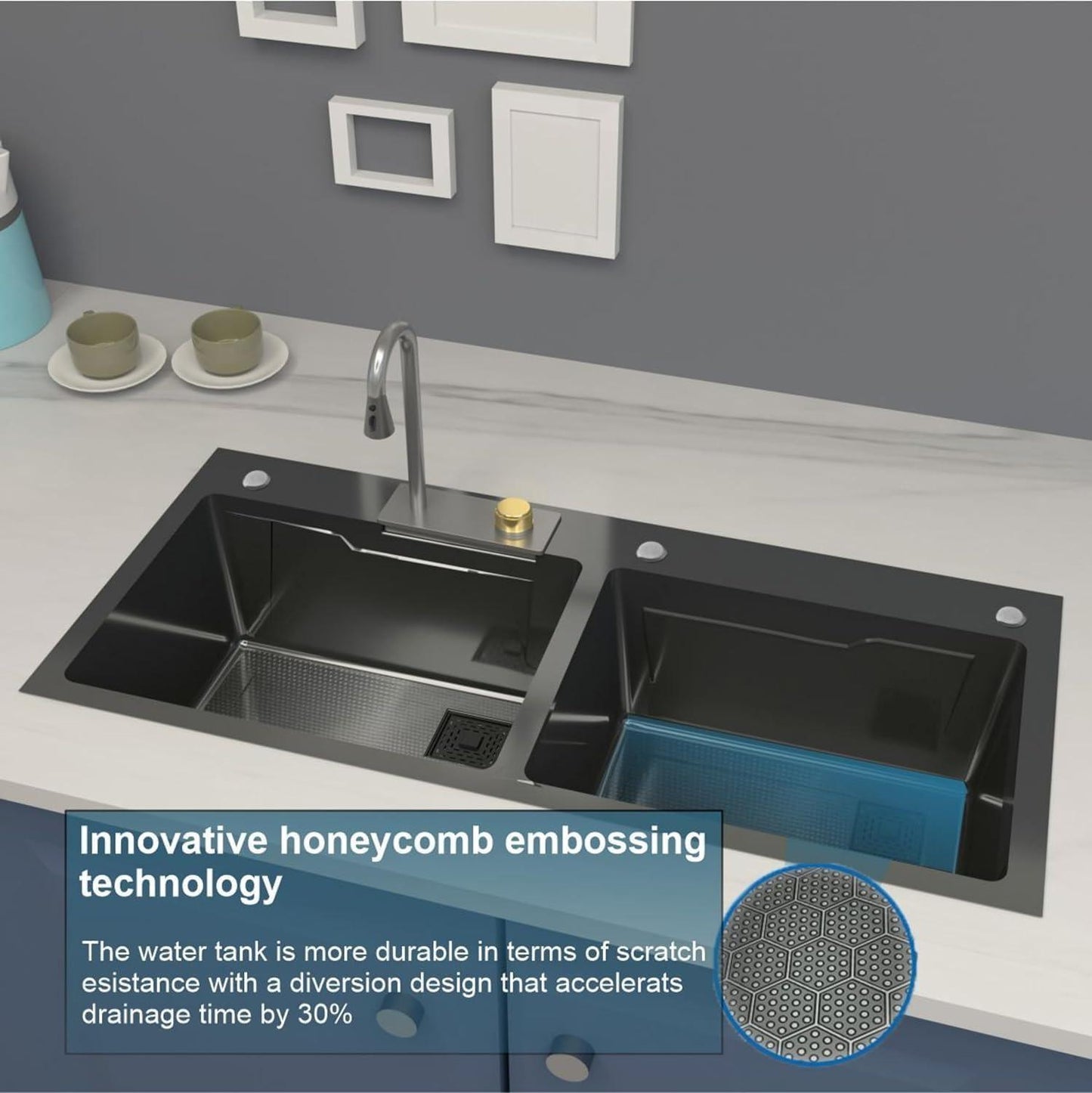 Double bowl waterfall sink - Majestic Decor