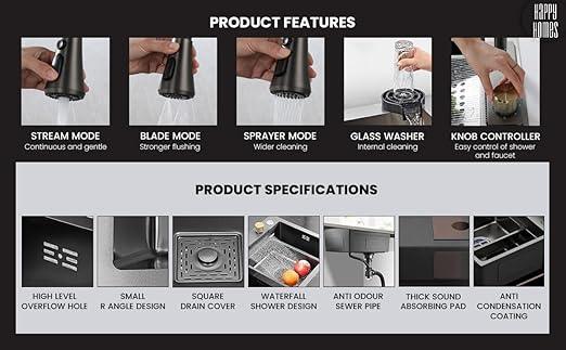 multifunction waterfall sink - Majestic Decor